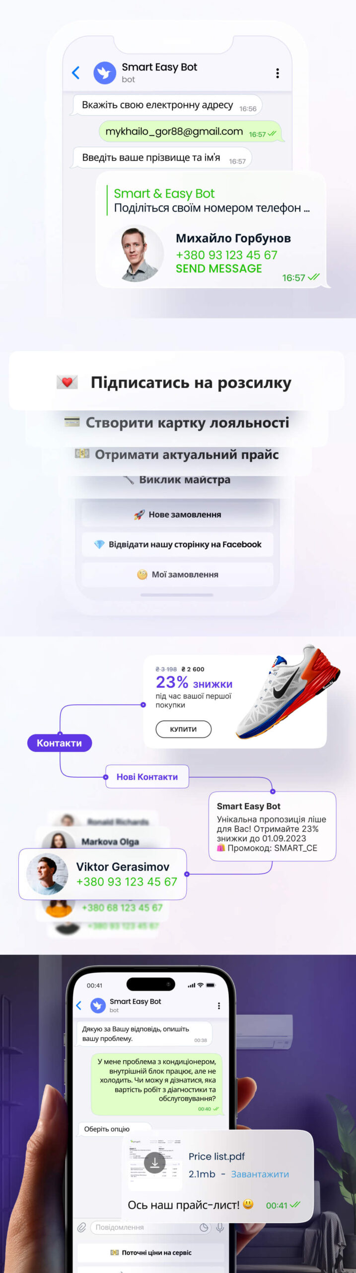 smart easy bot приклад роботи всіх можливостей