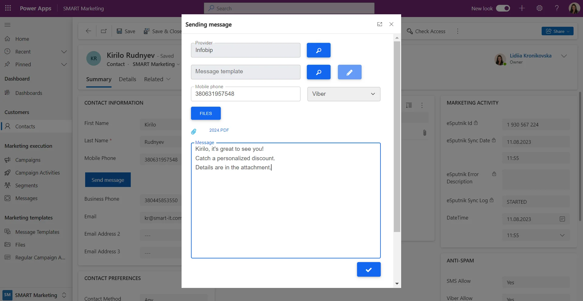 5 Відправлення повідомлень без шаблонів та редагування тексту з вікна відправки ENG