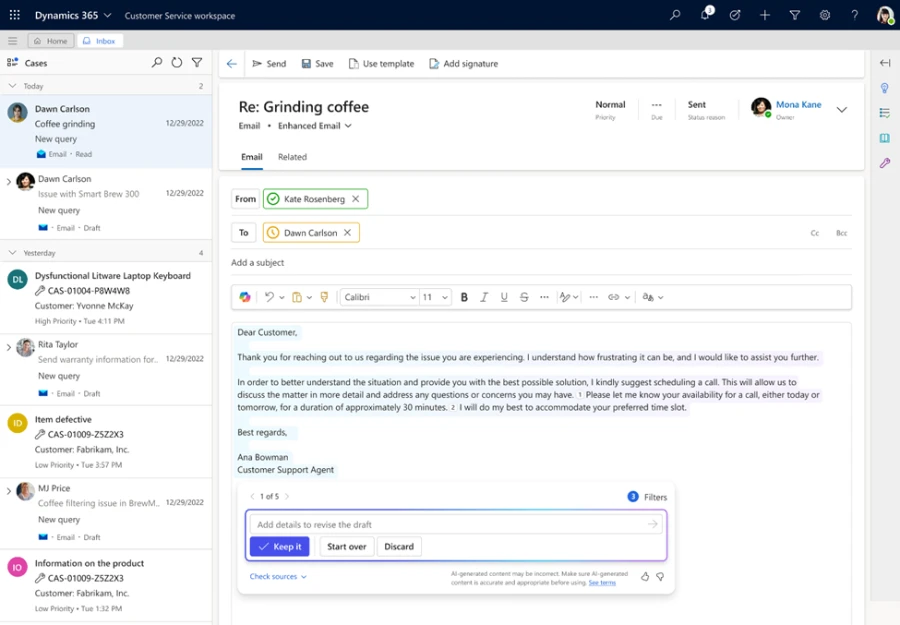 4 Customer Service workspace 4 Customer Service workspace
