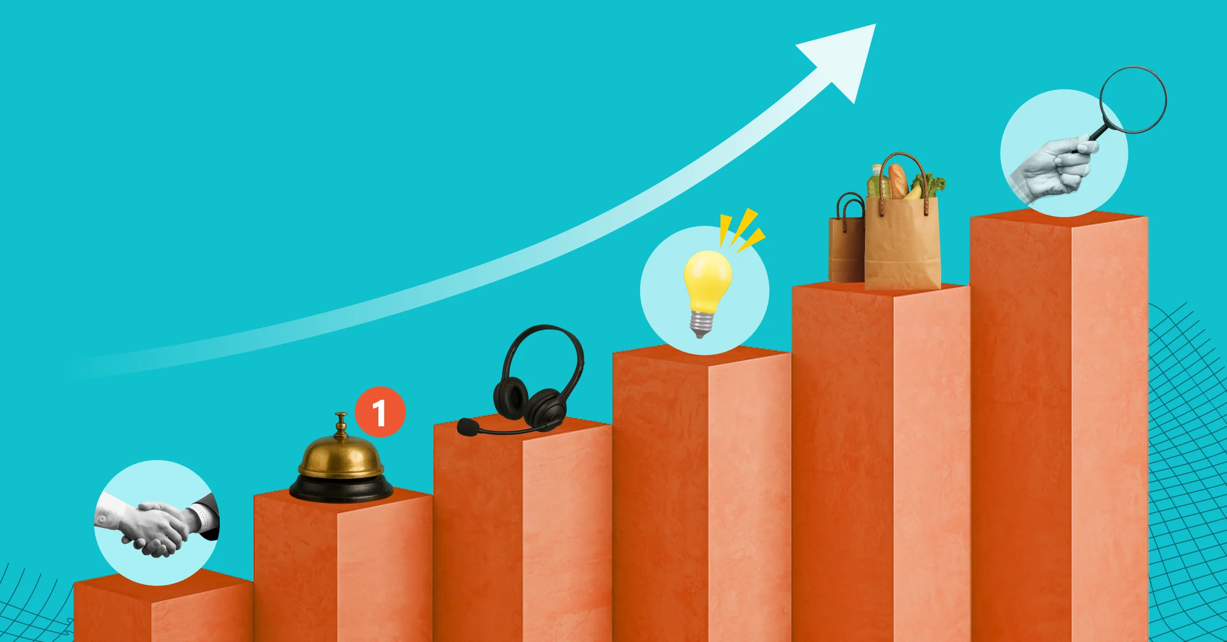 An image of graphic stairs symbolizing seven ways to increase LTV.